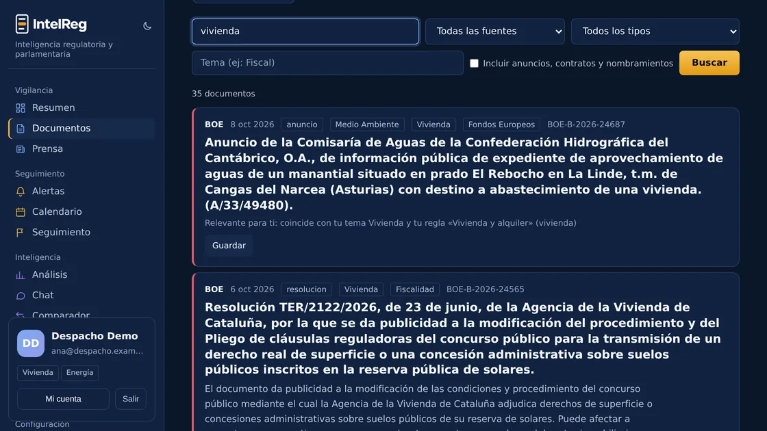 Listado de documentos clasificados por tema
